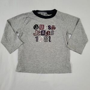 Guess Size 24 Months Boys Gray and Black Long Sleeve Tee